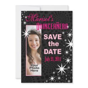 Black Stars Quinceañera Photo Party Save The Date