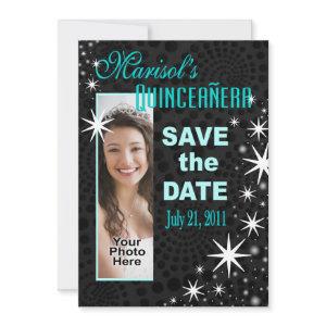 Black Stars Quinceañera Photo Party Save The Date
