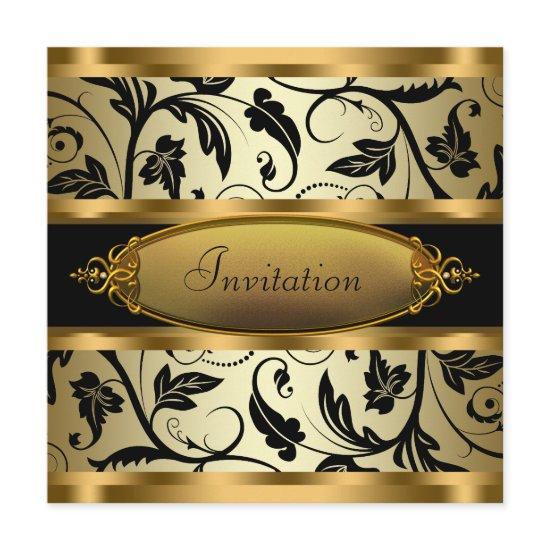 Black Swirl Vines Black Gold All Occasion Party