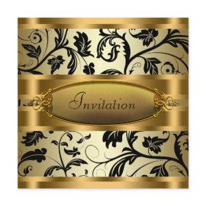 Black Swirl Vines Black Gold Party