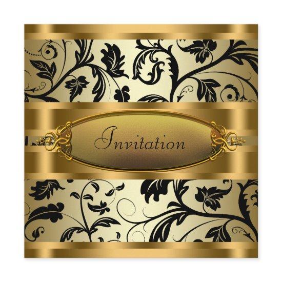 Black Swirl Vines Black Gold Party