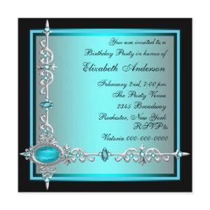 Black Teal Blue Birthday Party