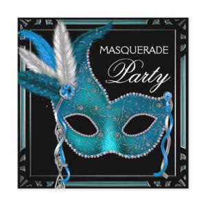 Black Teal Blue Mask Masquerade Party