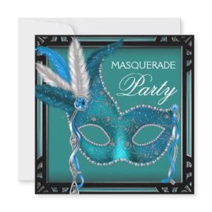 Black Teal Blue Mask Masquerade Party