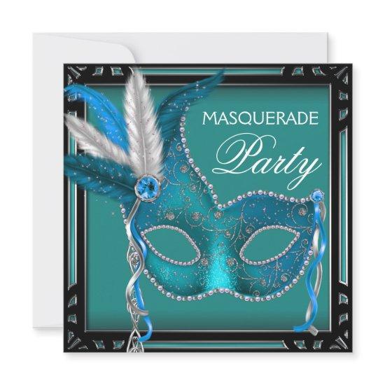 Black Teal Blue Mask Masquerade Party