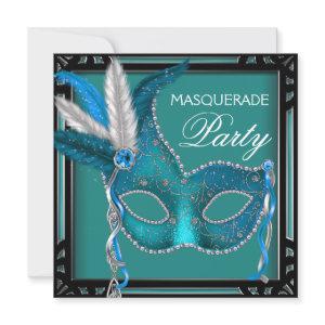 Black Teal Blue Mask Masquerade Party