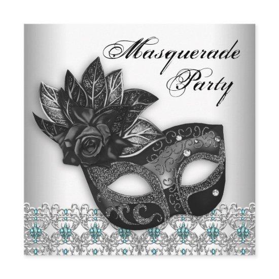 Black Teal Blue Masquerade Party