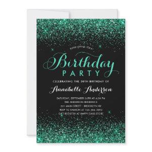 Black Teal Green Glitter Sparkle Any Age Birthday