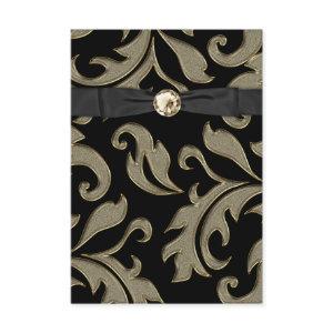 Black Tie Black Gold Damask Party  RSVP