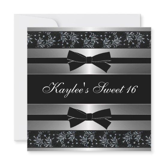 Black White Bows Sweet Sixteen Birthday