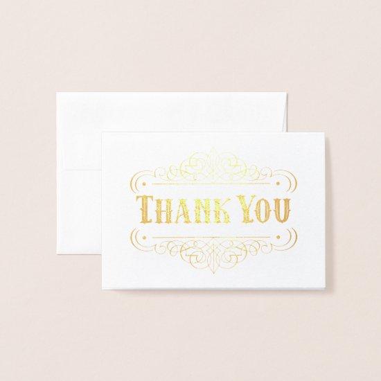 Black & White Country Western Thank You  Foil Card
