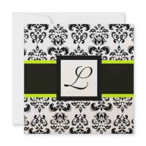 BLACK WHITE DAMASK MONOGRAM Champagne Metallic