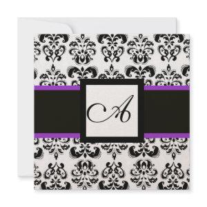 BLACK WHITE DAMASK MONOGRAM Champagne Metallic