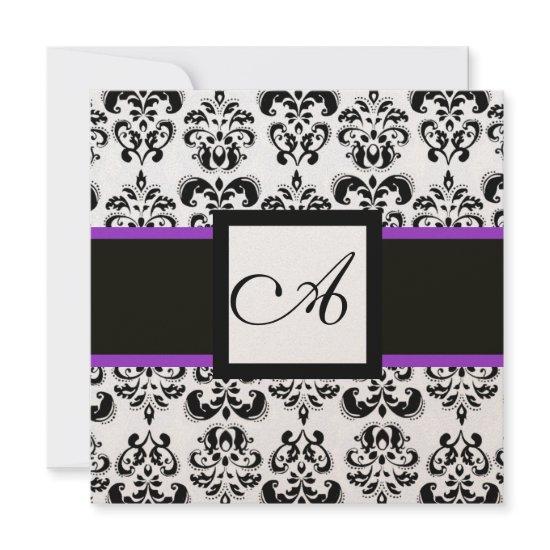 BLACK WHITE DAMASK MONOGRAM Champagne Metallic