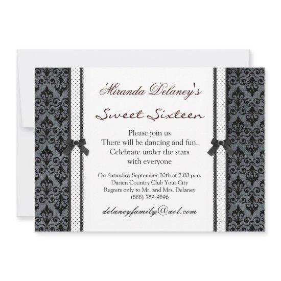 Black white damask polka dot  Sweet 16