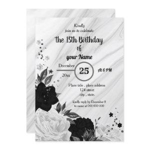 Black & white floral birthday party
