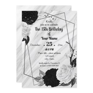 Black & white floral geometric birthday party