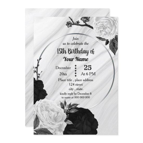 Black & white floral geometric birthday party