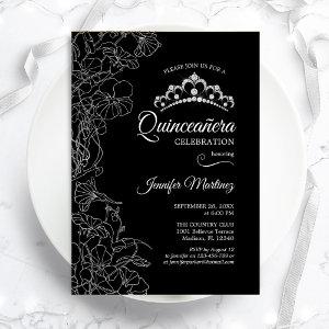 Black White Floral Quinceanera Party