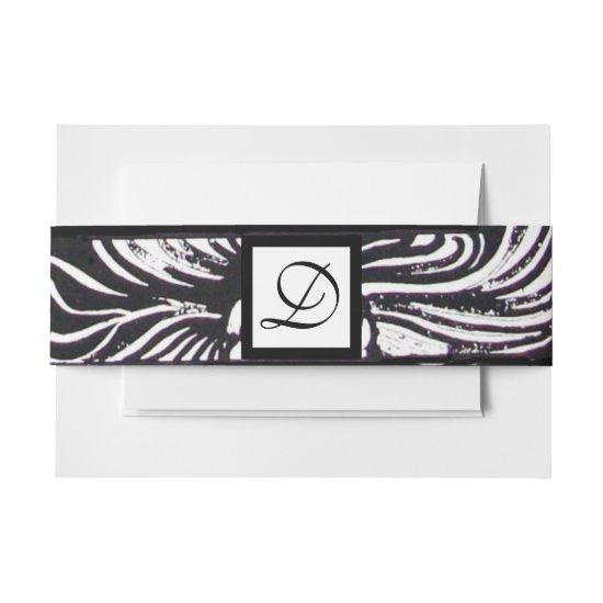 Black White Flowers and Shamrocks Floral Monogram  Belly Band