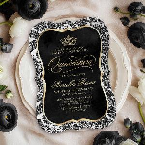 Black White Gold Quinceañera