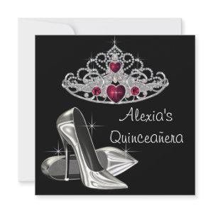 Black White High Heels Red and Black Quinceanera