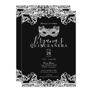 Black & White Lace Masquerade 15th Quinceañera