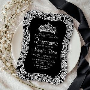 Black White Lace Quinceañera