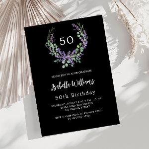 Black white lavender violet florals birthday