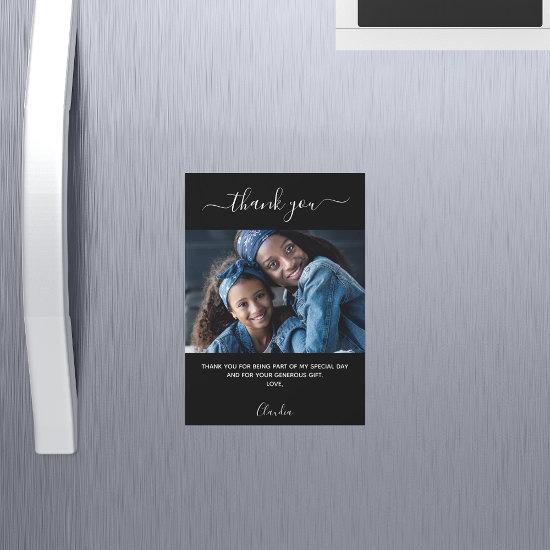 Black white photo thank you magnet