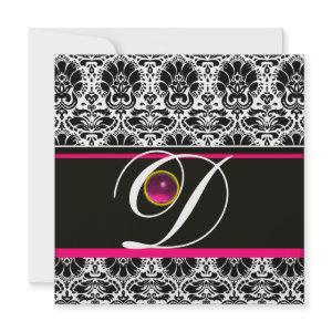 BLACK WHITE PINK DAMASK MONOGRAM Amethyst Ice