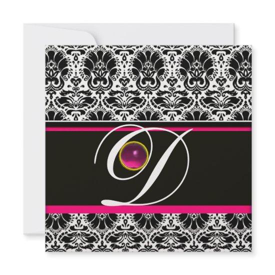 BLACK WHITE PINK DAMASK MONOGRAM Amethyst Ice