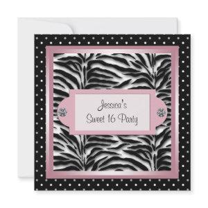 Black White Pink Zebra Sweet 16 Birthday Party