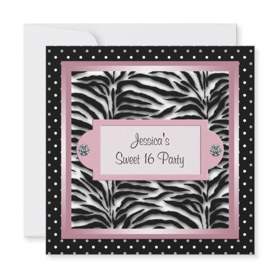 Black White Pink Zebra Sweet 16 Birthday Party