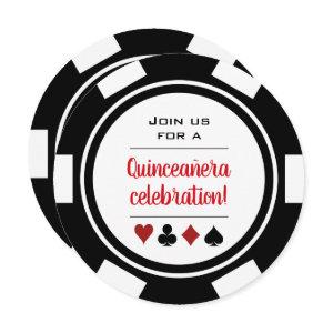 Black White Poker Chip Las Vegas Style Quinceañera