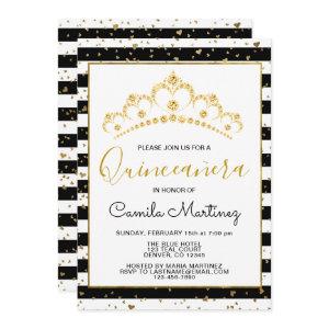Black & White Striped Quinceanera with Tiara