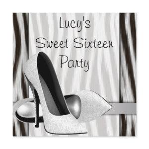 Black White Zebra High Heel Shoes Sweet 16 Party