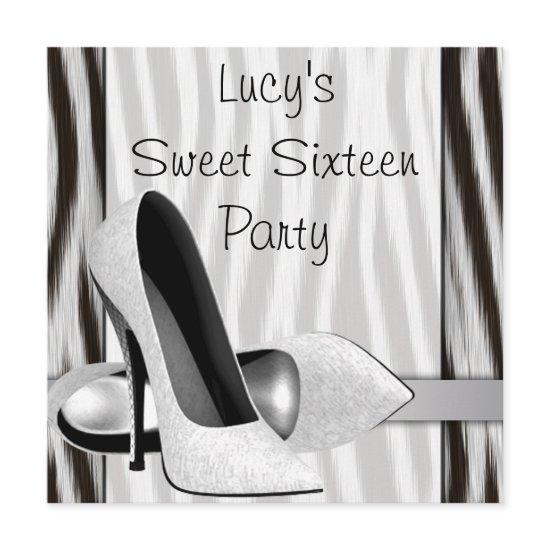 Black White Zebra High Heel Shoes Sweet 16 Party