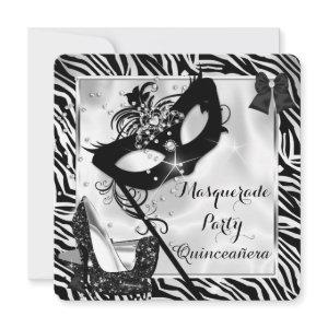Black White Zebra Masquerade Quinceanera High Heel