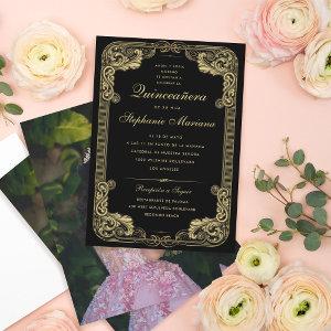 Black with Gold Frame Quinceañera Photo