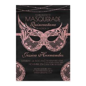 BlackRose Gold Glitter Lace Masquerade Quinceañera