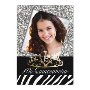 Bling Tiara Zebra Quinceañera 15th Birthday silver