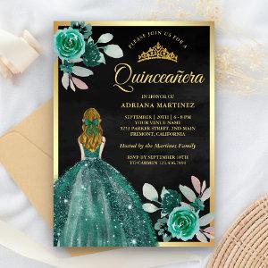Blonde Emerald Dress Black Gold Quinceanera