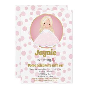 Blonde Pink Princess Girls Birthday