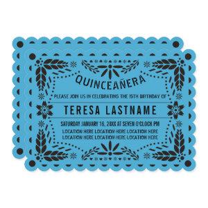 Blue and black papel picado Quinceañera