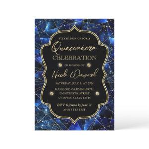 Blue and Gold Midnight Crystal Galaxy Quinceanera