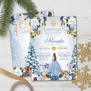 Blue and Gold Winter Wonderland Quinceanera