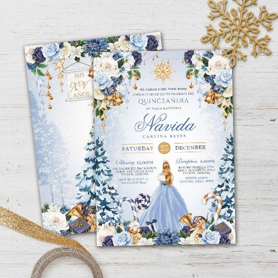 Blue and Gold Winter Wonderland Quinceañera