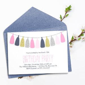 Blue and Pink Tassel Garland Birthday Party