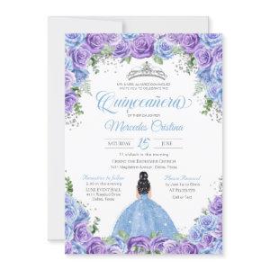 Blue and Purple Roses & Silver Tiara Quinceanera I